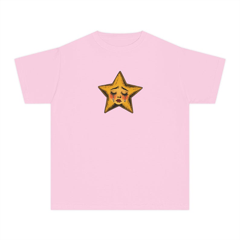 Crying Star Baby Tee, Sad Star Graphic Shirt, Vintage Inspired Tee, Retro Aesthetic Top, Y2K Baby Tee, Coquette Grunge Style image 8