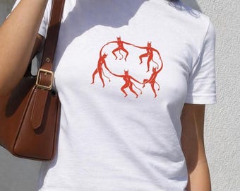 Matisse Dancing Devils Baby Tee, Vintage Demon Top, Coquette Baby Tee, Baby Tee Y2k, 90s Retro Graphic Top, Cool Grunge Pinterest Aesthetic