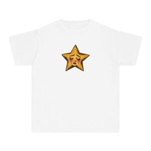 Crying Star Baby Tee, Sad Star Graphic Shirt, Vintage Inspired Tee, Retro Aesthetic Top, Y2K Baby Tee, Coquette Grunge Style image 4