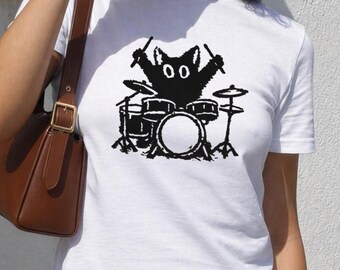 Rockstar Cat Shirt - Silly Cat Baby Tee, Rockstar Kitten Baby Tee, Trendy Babytee, Y2K Babytee, Pinterest Baby Tee, Weirdcore Kitten Tee