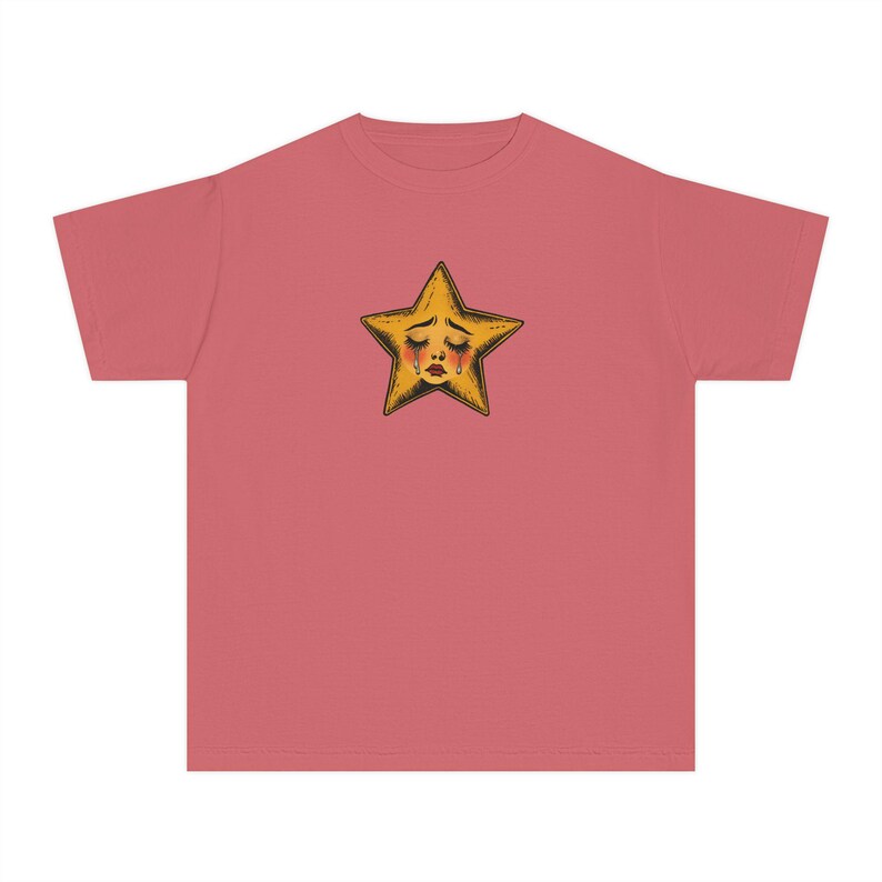 Crying Star Baby Tee, Sad Star Graphic Shirt, Vintage Inspired Tee, Retro Aesthetic Top, Y2K Baby Tee, Coquette Grunge Style image 13
