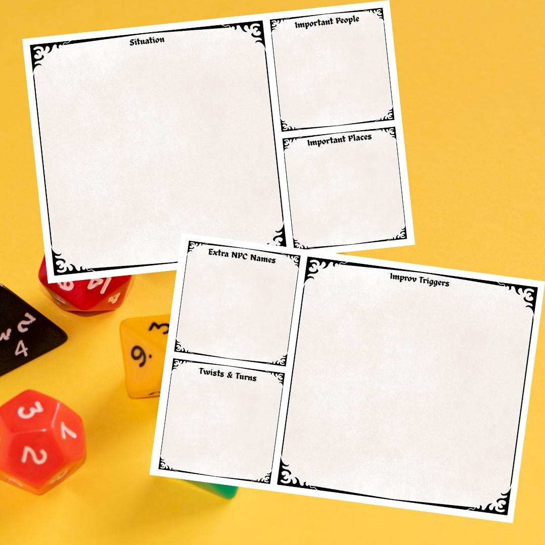 Quick Prep DM Card | Printable DND Session Prep Template | Dungeon ...
