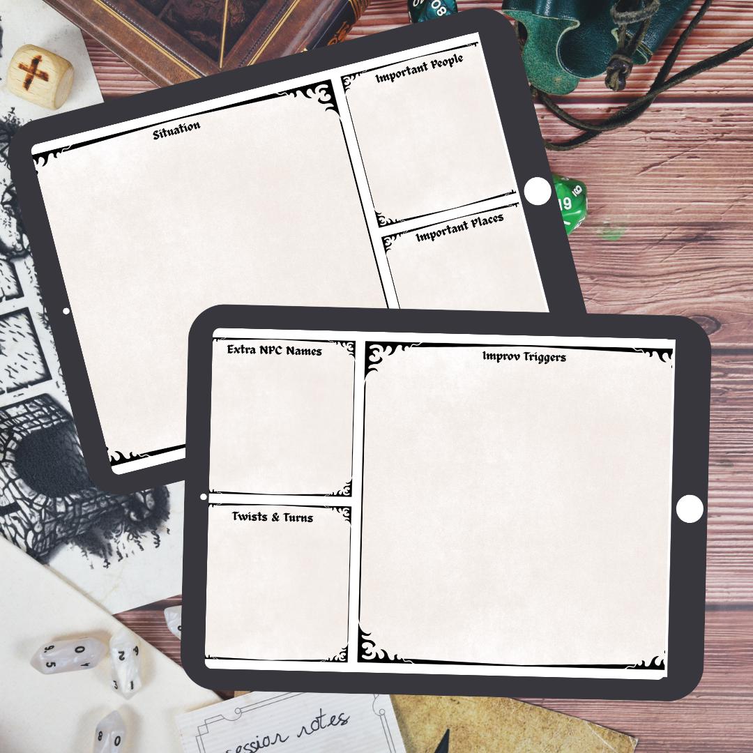 Quick Prep DM Card | Printable DND Session Prep Template | Dungeon ...