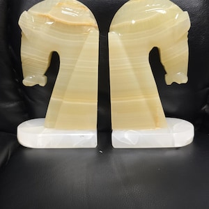 Vintage Marble Horse Bookends