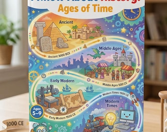 World History Book for Kids Ages 5-9, Ancient, Middle Ages & Modern Times, Printable PDF