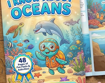 Ocean Activity Book for Kids Ages 5-9, Sea Life, Habitats & Ocean Facts, Printable PDF
