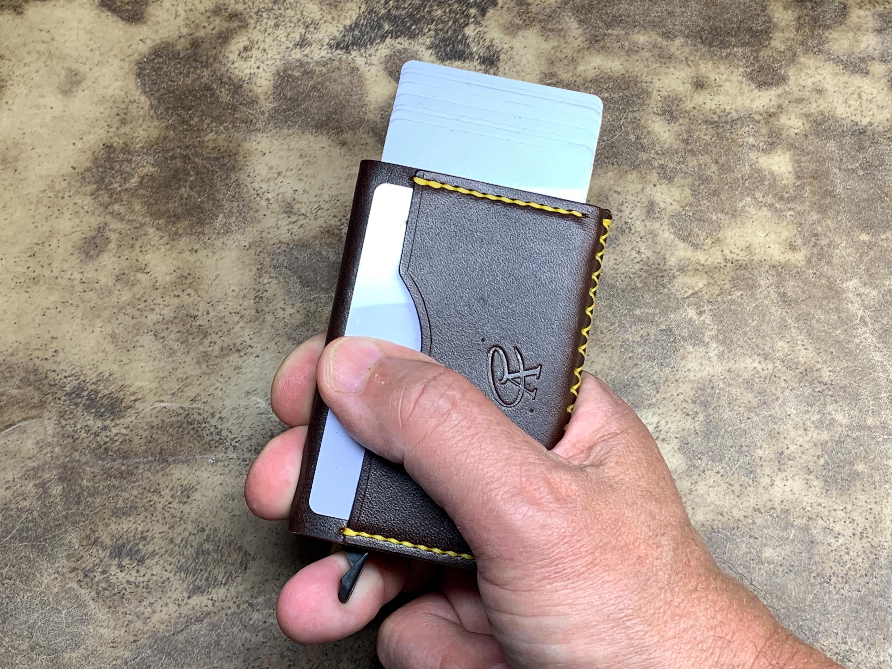 Mini Leather Wallet With RFID Protection. Minimalist Pop-up Card Holder.  Gift for Your Significant Other, Friend, or Partner. - Etsy Israel