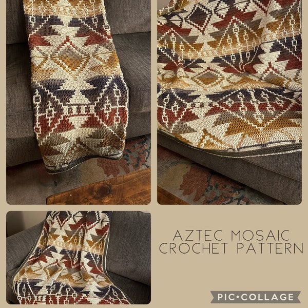 Overlay Mosaic Crochet Aztec Afghan Pattern