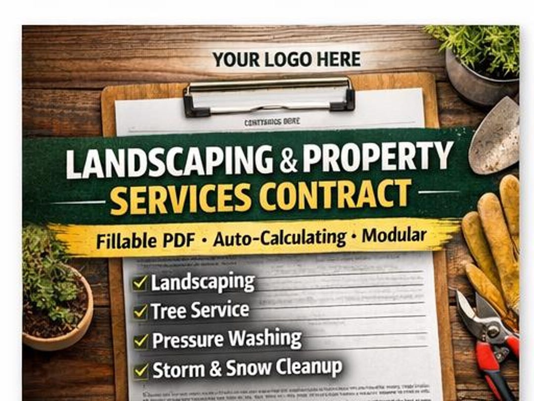 Landscaping Services Contract Template | Fillable, Auto-calculating PDF ...