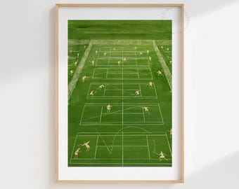 Tennis New Yorker–Style Illustration Print, Vintage Editorial Sports Wall Art, Classic Tennis Court Poster, Instant Digital Download
