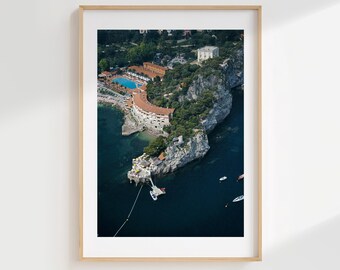 Monte-Carlo Beach Club Print, Slim Aarons Style, Monaco Riviera Aerial View (Digital Download)