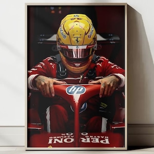 Lewis Hamilton Ferrari Print, Formula 1 Wall Art, Scuderia Ferrari Poster, F1 Fan Gift, Racing Portrait, Man Cave Decor, Digital Download
