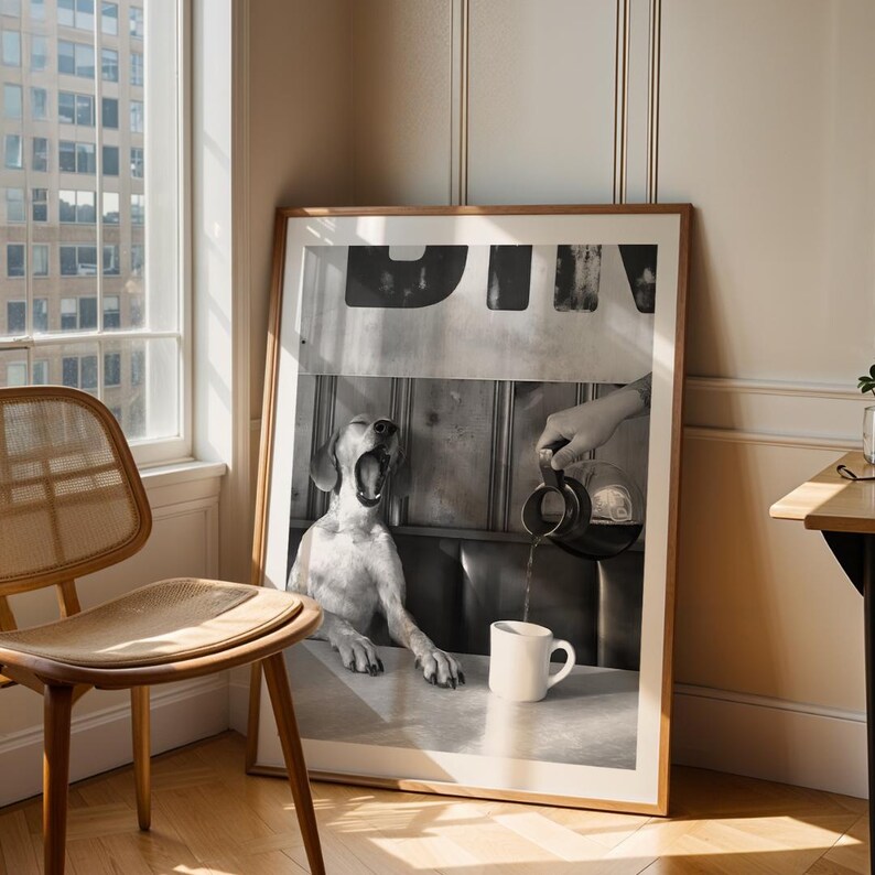 Coffee for Dogs Print, Funny Dog Wall Art, Vintage Black and White ...