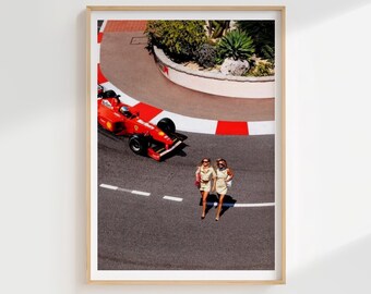 Ferrari F1 Fashion Print, Trackside Glamour Wall Art, Grand Prix Racing Poster, Red Motorsport Photography, Luxury Editorial Decor, Download