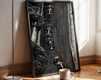 Póster del Gran Premio de Mónaco, arte de F1 en blanco y negro, impresión vintage de pista de carreras, decoración minimalista de automovilismo, regalo para el hombre, descarga digital