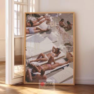 Slim Aarons Style Print, Eden Roc Hotel Poster, Hotel du Cap Wall Art, Sunbathers Art, Mediterranean Poolside Decor, Digital Download
