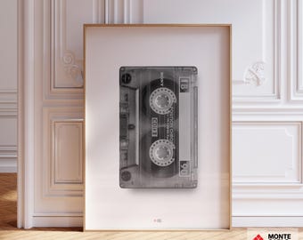 Stampa di musicassette, poster di musica vintage, arredamento per studio di registrazione, arte audio retrò, regalo per DJ, arte murale per amanti della musica, download digitale