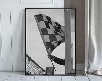 F1 Checkered Flag Poster, Formula 1 Wall Art, Monaco Grand Prix Print, Racing Fan Gift, F1 Office Decor, Man Cave Art, Digital Download