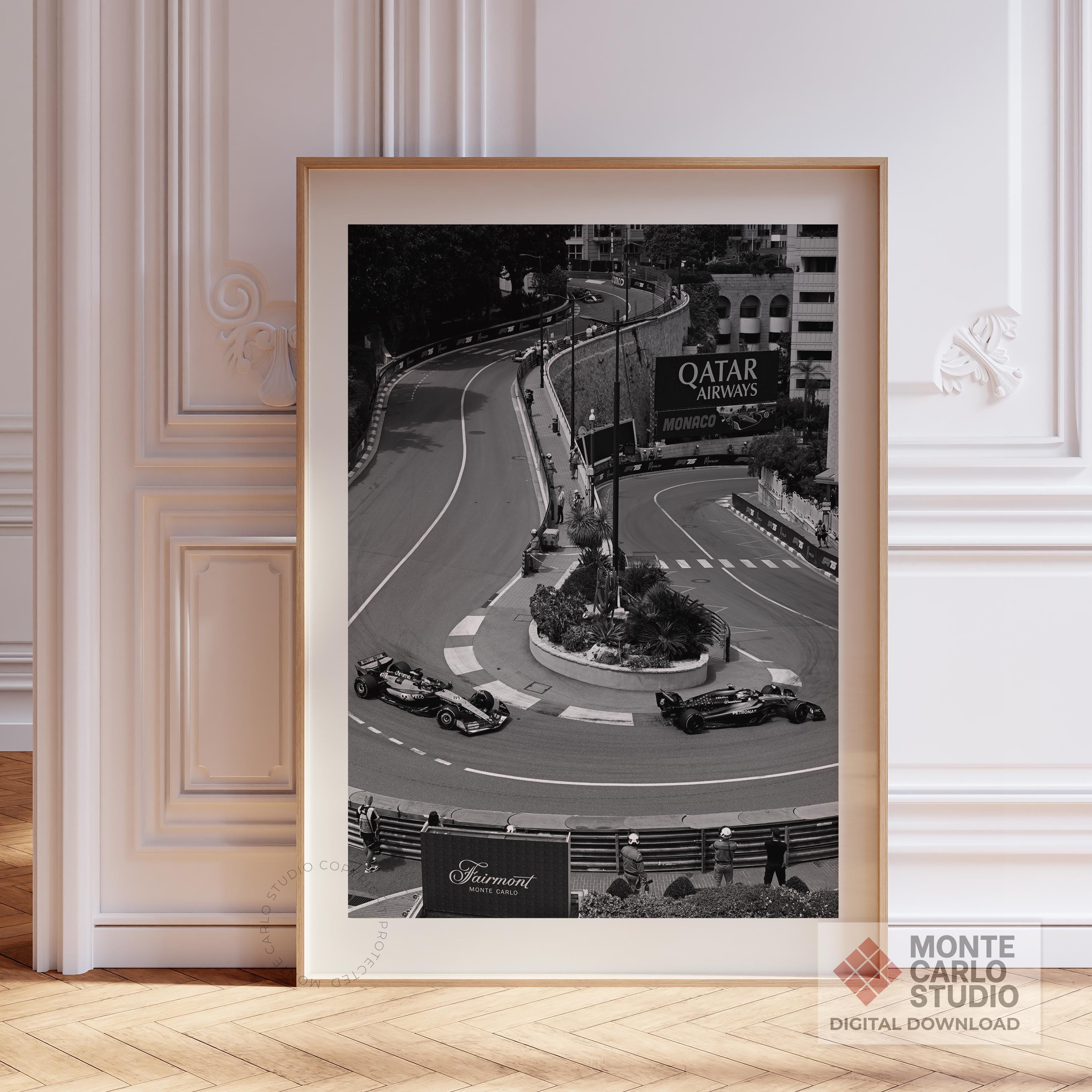 Monaco Grand Prix 2025 Hairpin Poster B W , Formula 1 Wall Art