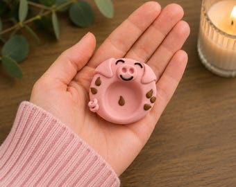 Handmade Clay Worry Stone · Stress Relief Pocket Stone for Calm & Anxiety - Puck the Pig