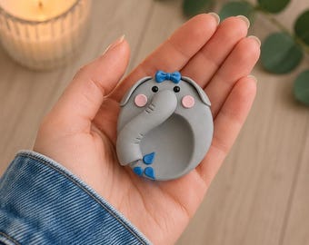 Handmade Clay Worry Stone · Stress Relief Pocket Stone for Calm & Anxiety - Emily the Elephant