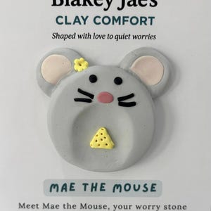 Handmade Clay Worry Stone · Stress Relief Pocket Stone for Calm & Anxiety - Mae the Mouse