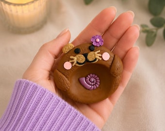 Handmade Clay Worry Stone · Stress Relief Pocket Stone for Calm & Anxiety - Olly the Otter