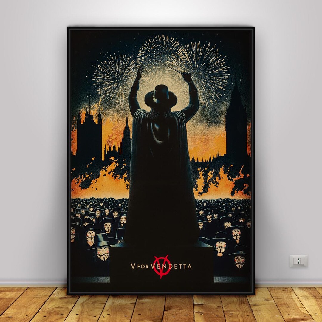 V for Vendetta Poster | V Wall Art | Kraft Paper Print | Gift Movie ...