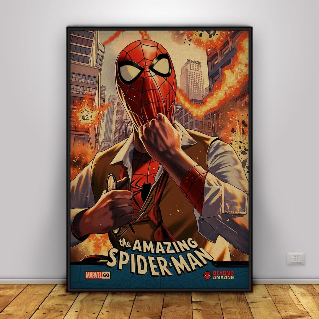 Spiderman Comic Poster | Peter Parker Wall Art | Kraft Paper Print ...
