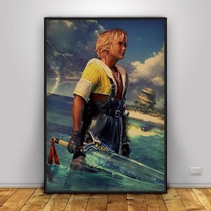 Final Fantasy Poster |  Cloud Strife Wall Art | Kraft Paper Print | Gift Video Game Poster