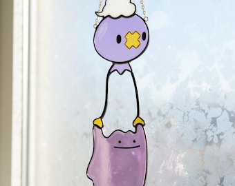 Drifloon Ditto Suncatcher , P..KM Window Hanging Cute Anime Art Kawaii Gamer Gift Pastel Purple Decor, Cute Gift For Her