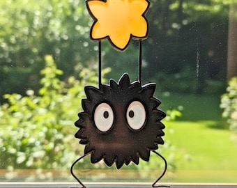 Studio Ghibli Soot Sprite Resin Suncatcher, Spirited Away Dust Bunny Acrylic Window Decor, Cute Heart & Star Anime Fan Gift