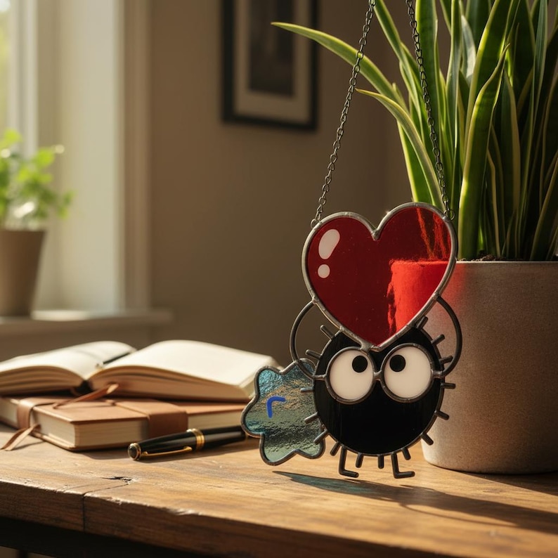Attrape-soleil en résine Studio Ghibli Suie Sprite, décoration de fenêtre en acrylique avec lapin chihiro, mignon cadeau coeur et étoile pour fan d'anime image 17
