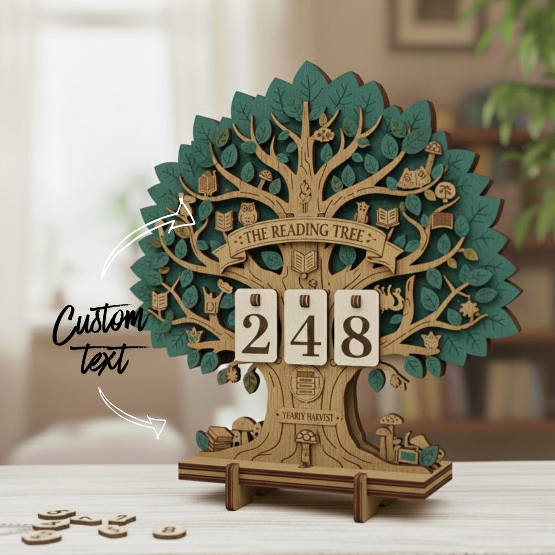 Tree Ruler Bookmrk Personalized Wooden Book Tracker Tree, Reading Log Counter Display ...