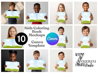Kids Coloring Book Mockup – Editable Canva Templates