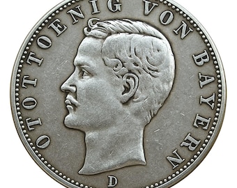 バイエルン王国5マルク銀貨、オットー王の肖像（1886-1913） - Etsy 日本