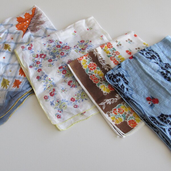 Set of 4 Vintage Hankies--Assorted Patterns