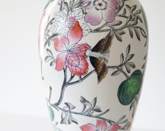 CHINOISERIE Tall Lotus Flower Vase--Porcelain Flower Vase