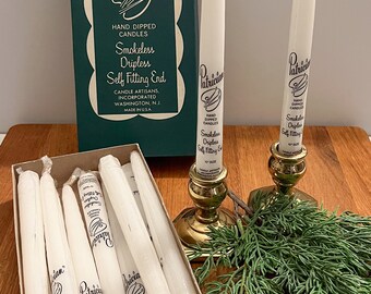 Set of 12--10" Taper Candles--VTG Hand Dipped White Taper Candles