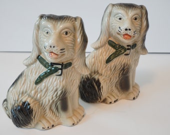 PAIR VTG Spaniel Dog Figurine--Ceramic Dog Status--Ceramic Spaniel Dog