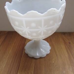 MILK GLASS Pedestal Bowl--Starburst Milk Glass Vase--1960s--Collectible Milk Glass image 4