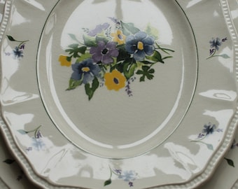 FABULOUS FIND!  Set of 2 IronStone Platters--Wayside Floral Bouquet Ironstone--Vintage Ironstone Platters