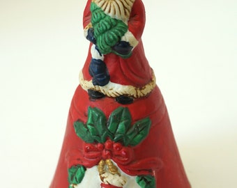 VTG Ceramic Santa Christmas Bell--Red Santa Christmas Bell