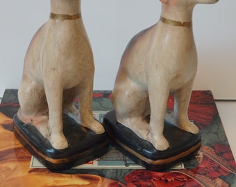 PAIR of VTG Greyhound Ceramic Dog Figurines--Greyhound Bookends--Ceramic Dog Statue