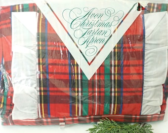 VTG Tartan Plaid Apron by Avon--Christmas Apron--Holiday Hostess Apron