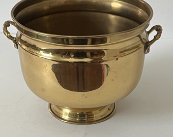 VTG BRASS Planter--Round Brass Container--Brass Bowl