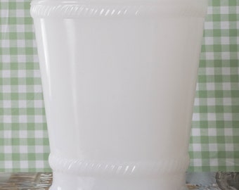 SLEEK Oval Milk Glass Vase with Rope Detail--EO Brody Milk Glass Vase