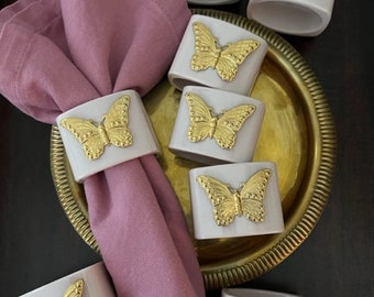 Set of 8 Butterfly Napkin Rings--Brass Butterfly Napkin Rings