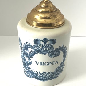 Holland Delft Virginia Tobacco JarBlue and White Ginger JarChinoiserie Ginger Jar image 1