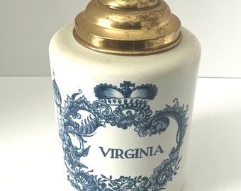 Holland Delft Virginia Tobacco Jar--Blue and White Ginger Jar--Chinoiserie Ginger Jar